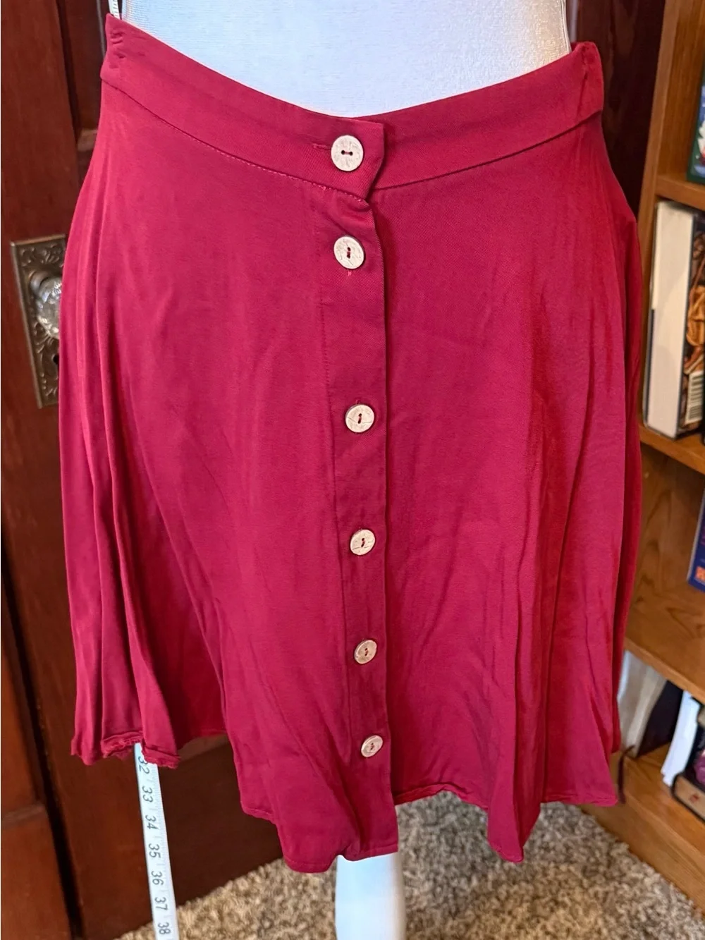 Maurices Raspberry Button-Front Skater Skirt